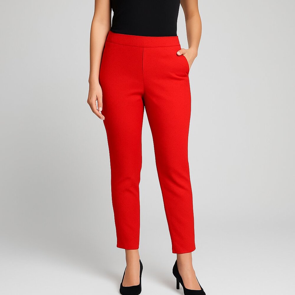 Dalia Textured Red Slim‎ Fit Dress Pants